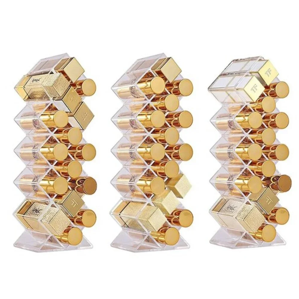 48-Slot Acrylic Lipstick Holder Organizer, Stackable Fish Shape Display - 3 Pack